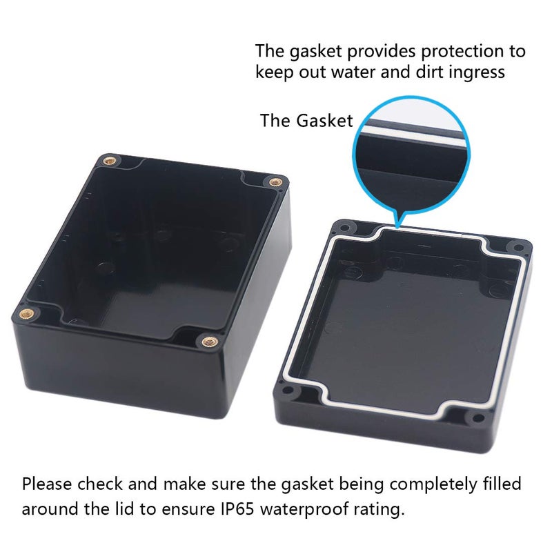 Zulkit Junction Box, Zulkit Project Box IP65 Waterproof Outdoor Box ABS Plastic Electrical Boxes Electronic Enclosure Black 4.5 x 3.5 x 2.2 inch(115 x 90 x 55 mm)(Pack of 1) - Image 4